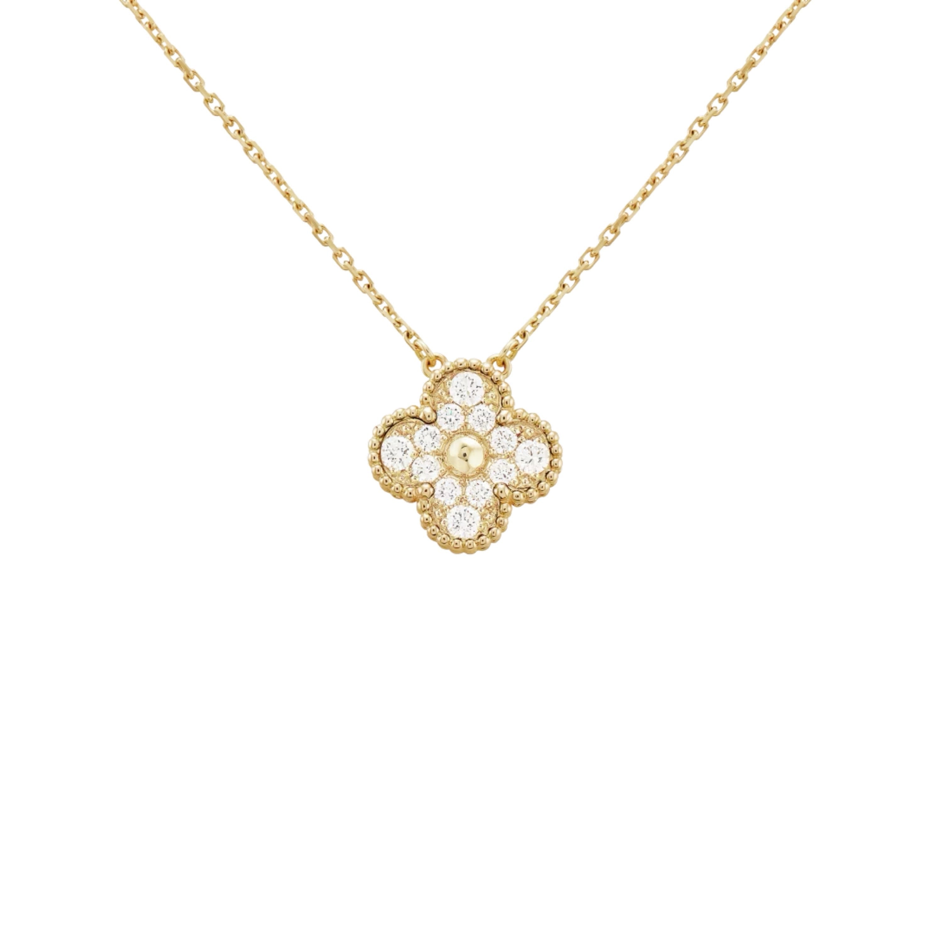 Golden | Klöverhalsband med Diamant