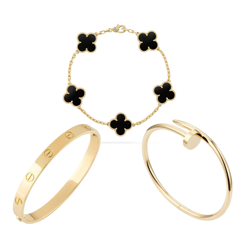 Golden Black | Stapelbart Armbandset